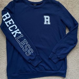 Large dark blue Young & Reckless long sleeve shirt